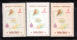 Macau 1956 Map 3v Mint - Neufs