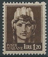 1945 LUOGOTENENZA ROMA 1,20 LIRE FILIGRANA RUOTA MNH ** - ED1054-3 - Mint/hinged