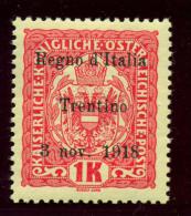 TRENTINO ALTO-ADIGE 1 K.ROSA SU GIALLO MNH**  LUSSO - Trentino