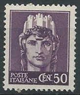 1945-46 LUOGOTENENZA NOVARA 50 CENT SENZA FILIGRANA MNH ** - ED1056-5 - Mint/hinged