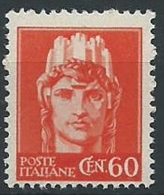 1945-46 LUOGOTENENZA NOVARA 60 CENT SENZA FILIGRANA MNH ** - ED1056 - Mint/hinged