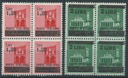 1945 LUOGOTENENZA SOPRASTAMPATI 2 VALORI QUARTINA MNH ** - ED1058 - Neufs