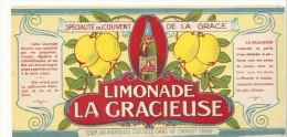Ancienne étiquette  Limonade La Gracieuse  Couvent De La Grâce  " Citron" - Limonades & Frisdranken