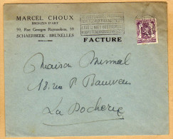 Enveloppe Cover Brief 714 Facture Marcel Choux Bronze Bruxelles à La Docherie + Flamme - Covers & Documents