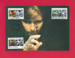 Vereinigte Nationen 1987  Maxi Card , Yes To Life - No To Drugs - 12.6.1987 -2 Scan - - New York/Geneva/Vienna Joint Issues