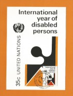 Vereinigte Nationen 1981  Maxi Card , International Year Of Disabled Persons - Mar. 6.1981 -2 Scan - - Cartoline Maximum