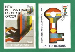 Vereinigte Nationen 1980 Set Of 2 Maxi Card , New International Economic Order - Jan 11. 1980 -2 Scan - - Cartes-maximum