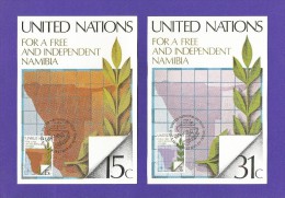Vereinigte Nationen 1979 Set Of 2 Maxi Card , Namibia - Oct 5.1979 -2 Scan - - Tarjetas – Máxima
