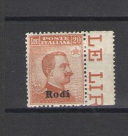 EGEO RODI 1918-22 20 C. SOP.TA ** MNH - Egée (Rodi)