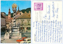 Delcampe - AK NÖ 2340 Mödling Pestsäule Freiheitsplatz Autos Bandagen Orthopädie Österreich Niederösterreich Lower Austria Autriche - Mödling