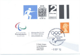 UK Olympic Games London Paralympics 2012 Cover Wheelchair Fencing 2nd Class Smart Stamp Meter Fencing; Olympex - Estate 2012: London
