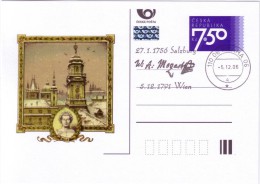 Czech Rep. / Postal Stat. (Pre2006/09cp) W. A. Mozart, Prague: Clementinum - Observatory, Library, And University - Abbazie E Monasteri