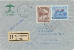 Italia Lettre Par Avion Raccomandata Koper Capodistria - Milano 1949 - Luftpost