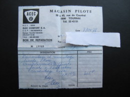 BON DE RéPARATION (M1414) ACEC (2 Vues) Magasin Pilote RUe De Courtrai à Tournai - 1950 - ...