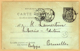 Carte Entier Postal Paris Derennes à Bruxelles + Cachet Facteur - Autres & Non Classés