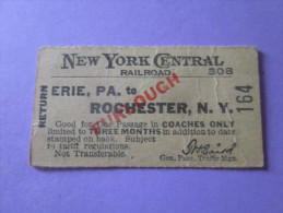 USA WW2 NEW YORK CENTRAL RAILROAD 1944 / CHEMIN DE FER/TICKET DE TRAIN - Mundo