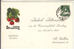CONFITURE LENZBOURG- ENTIER -ST GALL-ILUSTREE- TTB- - Stamped Stationery