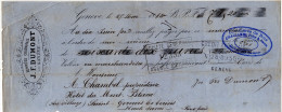 Suisse - 1884 Lettre De Change Timbre Fiscal Quittances 5c Entete "DENREES COLONIALES J F DUMONT" Genève - Schweiz