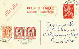 986/22 - Entier Postal Lion V + TP Divers , Dont Antituberculeux BRUXELLES 1957 Vers USA - Cartes Postales 1934-1951