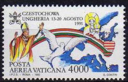 VATICANO  1992  II VIAGGI DEL PAPA L. 4000  Usata / Used - Used Stamps