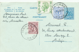 990/22 - Entier Postal Lion Héraldique + TP Idem Et Elstrom MANAGE 1986 Vers Brugge - Cartes Postales 1951-..