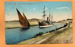 Suez Canal 1920 Postcard Dutsch Steamer Passing Mailed To USA - Sues
