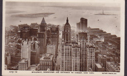 United States PPC New York Broadway Downtown Entrance To Harbour NEW YORK  1938 Real Photo "Via S/S Bremen" (2 Scans) - Panoramic Views