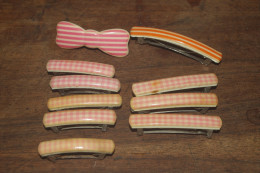 BARRETTES PINCE A CHEVEUX  COIFFURE Vichy Rose Enfants Ou Poupées - 1940-1970