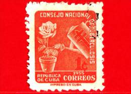 CUBA - Usato - 1955 - Tasse Postali - Rosa E Annaffiatoio - Tubercolosi - 1 ¢ - Gebraucht