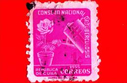 CUBA - Usato - 1955 - Tasse Postali - Rosa E Annaffiatoio - Tubercolosi - 1 ¢ - Oblitérés
