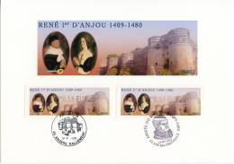 FRANCE (2009) - Feuille - ATM LISA 2009 - René 1er D´Anjou 1409-1480 - Angers + Aix-en-Provence - 1999-2009 Illustrated Franking Labels