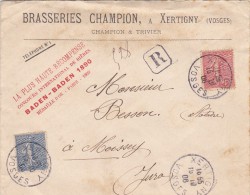 LETTRE RECOMMANDEE BRASSERIES CHAMPION A XERTIGNY (VOSGES)  BIERE  AVEC MARQUE ROUGE - Beers