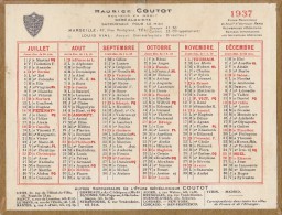 CALENDRIER PETIT FORMAT 1937 - Tamaño Pequeño : 1921-40