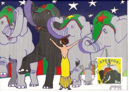 CIRQUE  ZIRKUS CIRCUS SCOTT ELEPHANTS  SWEDEN SUEDE SCHWEDEN 2002 MI 2298  MAXIMUM MAXI CARD CARTE - Circus