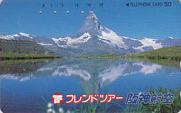 RARE Télécarte Japon - SUISSE - Montagne MATTERHORN - Mountain Japan Phonecard SWITZERLAND - Site HANSHIN AIRLINES 40 - Montagne