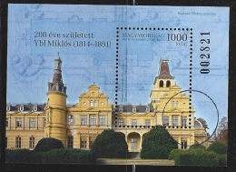 HUNGARY-2014. SPECIMEN Souvenir Sheet - Architect Miklós Ybl And  Wenckheim Palace / Famous Hungarians - Usado