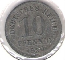 D.Reich10 Pfennig Zink 1920 Jäger Nr.299 TOP - 10 Rentenpfennig & 10 Reichspfennig