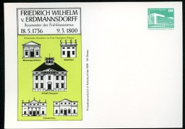 DDR PP18 B2/007 Privat-Postkarte BAUMEISTER F.W. V. ERDMANNSDORFF Dessau 1986  NGK 4,00 € - Cartoline Private - Nuovi