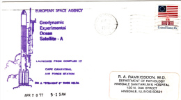 SPACE -  USA- 1977 - ESA  - GOES  A     COVER WITH  PATRICK AIR FORCE BASE POSTMARK - Etats-Unis