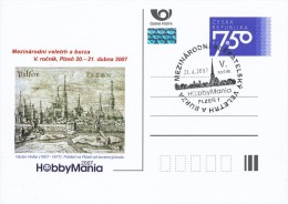 Czech Rep. / Postal Stat. (Pre2007/08cp) HobbyMania 2007; Wenceslaus Hollar (1607-1677) "View Of Pilsen", Comm. Postmark - Cartoline Postali