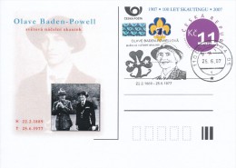 Czech Rep. / Postal Stat. (Pre2007/15cp) 100 Years Of Scouting, Olave Baden-Powell (1889-1977), Commemorative Postmark - Postales