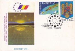 1993A, ROMANIA - MEMBER IN COUNCIL OF EUROPE , SPECIAL COVER, 1993, ROMANIA. - EU-Organe