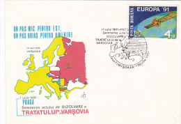 1995A, THE VARSOVIA PACT, SPECIAL COVER, 1991, ROMANIA - EU-Organe