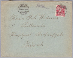 Heimat CH ZH KALLBRUNN Bahnwagenvermerk 1902-07-21 Ambulant N23 L142 - Cartas & Documentos