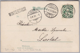 Heimat CH ZH WINTERTHUR Bahnwagenvermerk 1903-10-03 Ambulant N24 L2634 Auf AK Mühle - Bahnwesen
