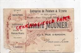 02 - VAUX SOUS LAON - CARTE PUBLICITAIRE LEONARD MOUNIER - ENTREPRISE PEINTURE VITRERIE - Villers Cotterets