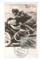 SAN MARINO 1955 MC MK MAXIMUM CARD 1 MOSTRA INTERNAZIONALE DEL FRANCOBOLLO OLIMPICO - Moto Sport