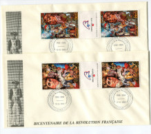 TOGO PA 661/2 EN TRIPTYQUE THEME REVOLUTION FRANCAISE 2 ENVELOPPES OBLITERATION LOME 12-6-1989 - Rivoluzione Francese