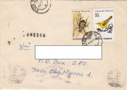 BEETLE, ORIOLE BIRD, STAMPS ON COVER, 1997, ROMANIA - Covers & Documents