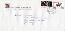 LIBRA HOROSCOPE, HORSE DRESSAGE, STAMPS ON COVER, 2002, ROMANIA - Cartas & Documentos